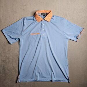 Alial Fital Polo Shirt Mens XL Blue Contrasting Trim Performance Golf Stretch